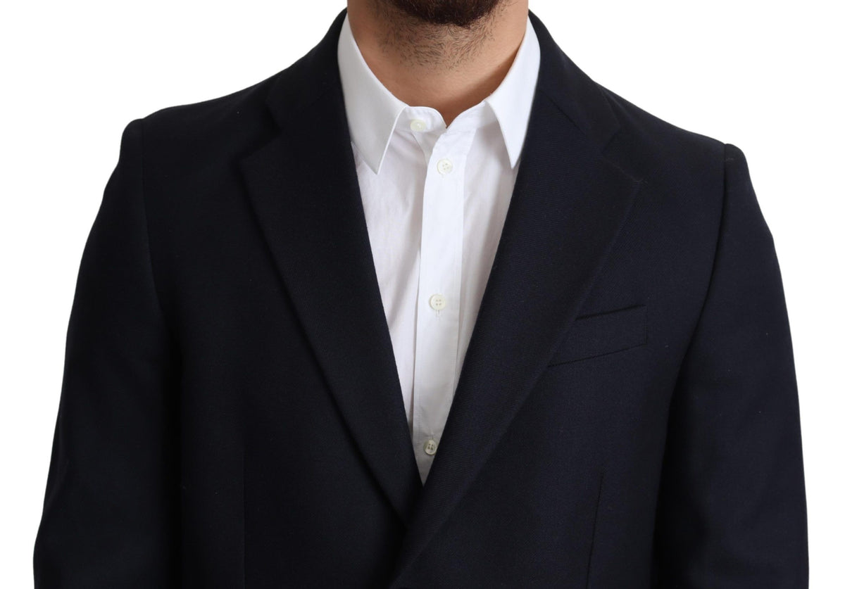 Manteau Dolce & Gabbana bleu foncé en laine à simple boutonnage