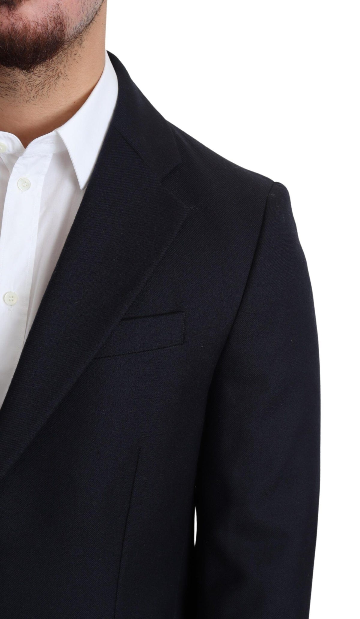 Manteau Dolce & Gabbana bleu foncé en laine à simple boutonnage