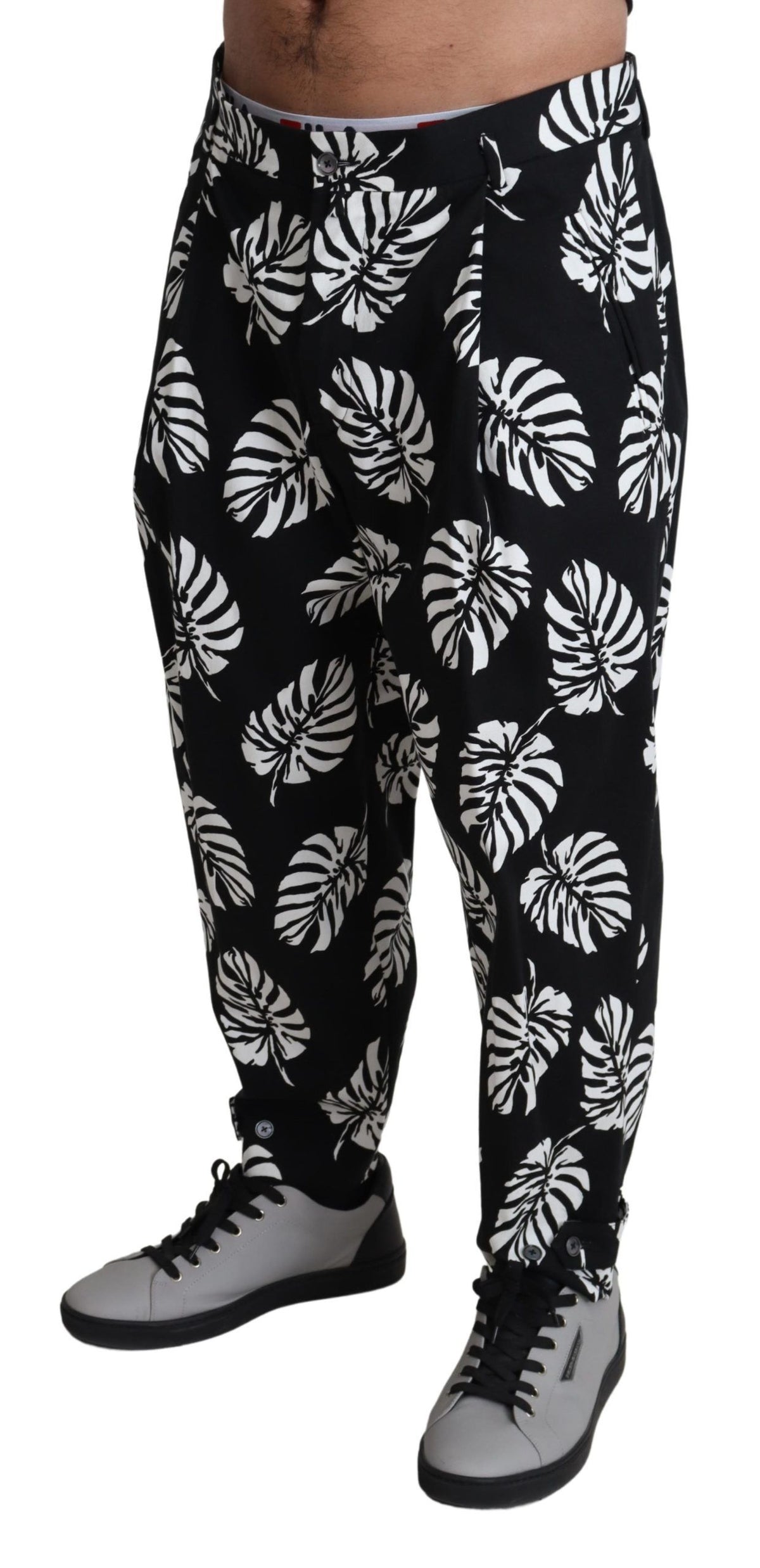 Pantalon Dolce &amp; Gabbana Black Leaf en coton stretch