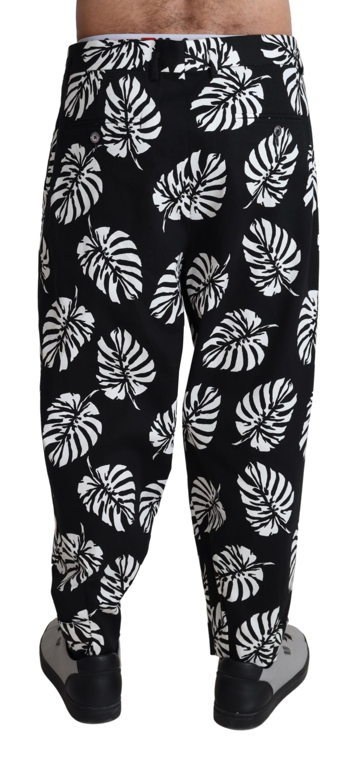 Pantalon Dolce &amp; Gabbana Black Leaf en coton stretch
