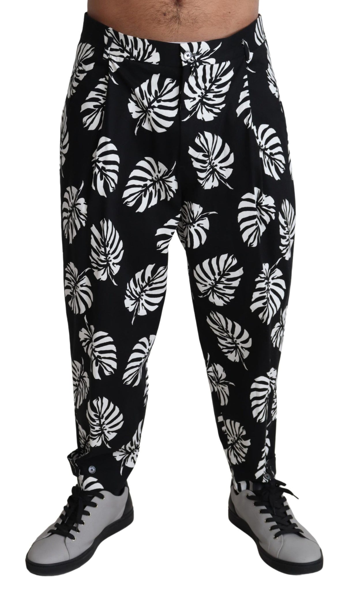 Pantalon Dolce &amp; Gabbana Black Leaf en coton stretch