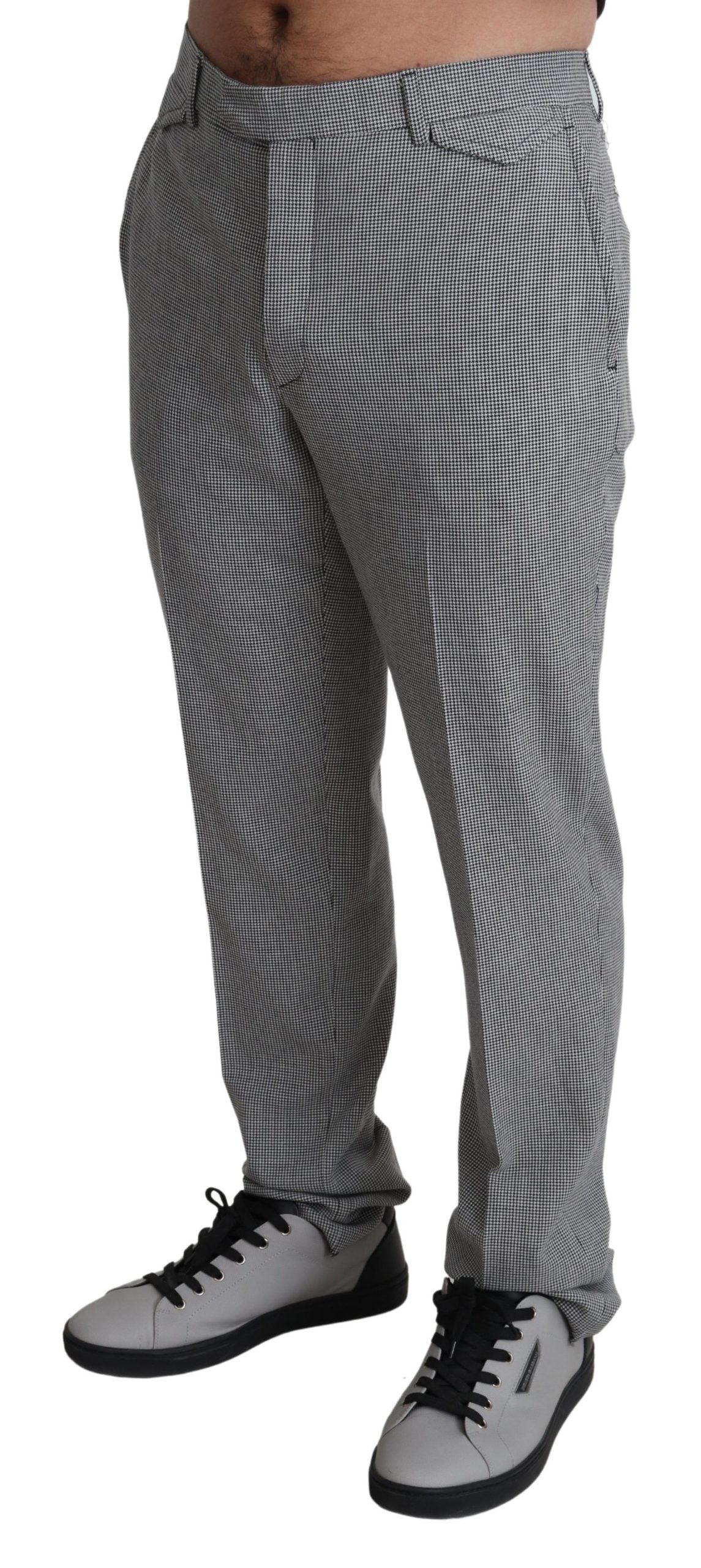 Pantalon habillé à carreaux gris en laine BENCIVENGA pour homme