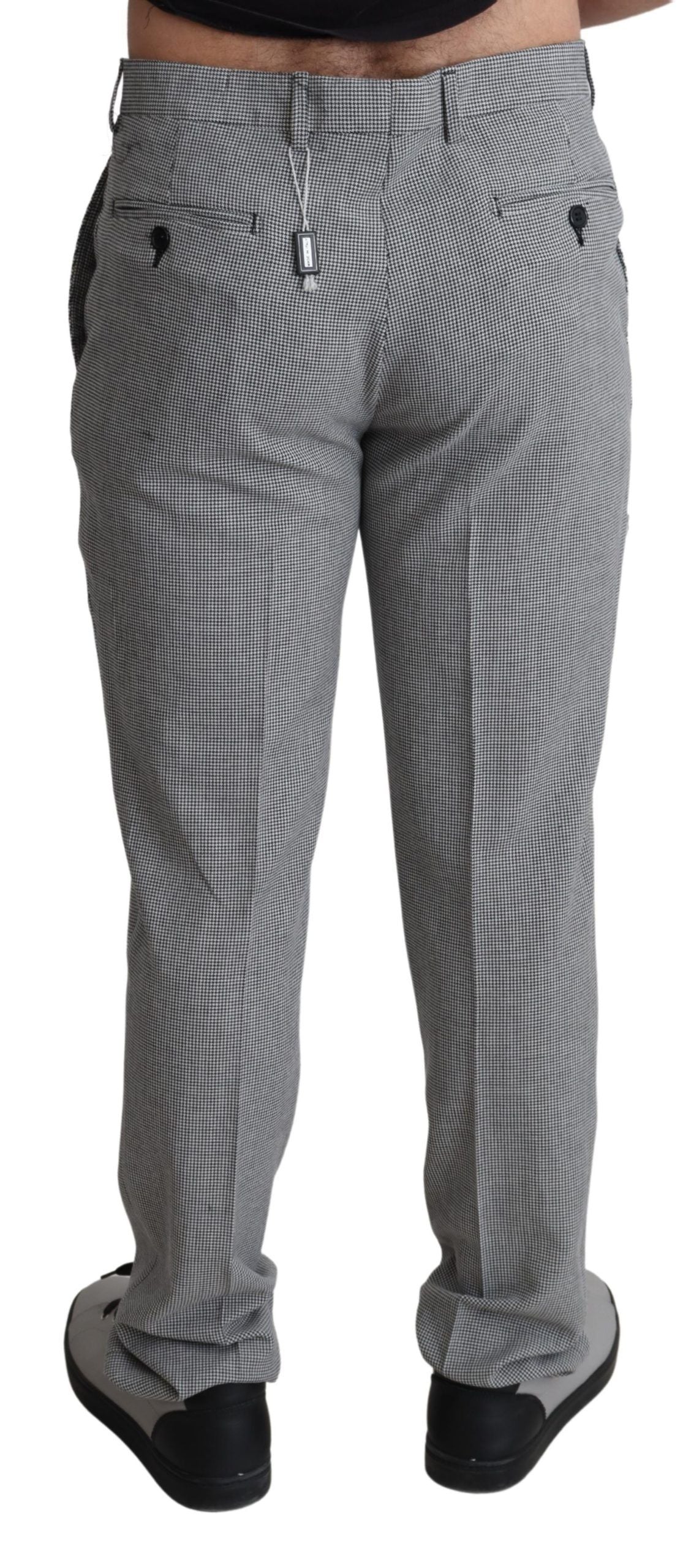 Pantalon habillé à carreaux gris en laine BENCIVENGA pour homme