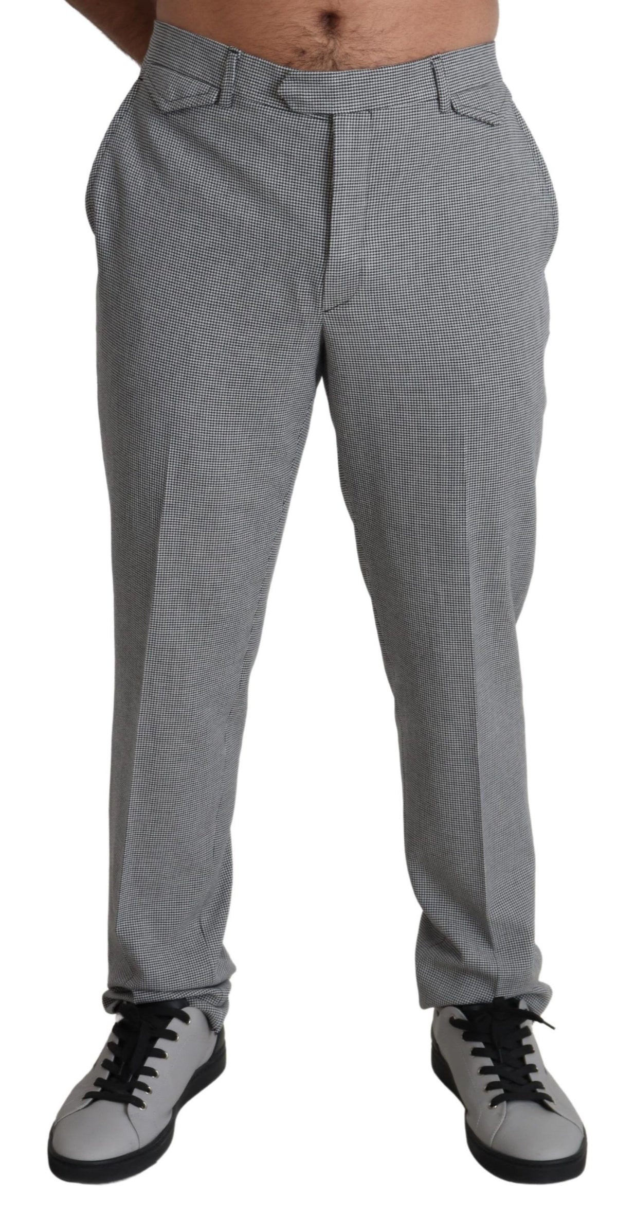 Pantalon habillé à carreaux gris en laine BENCIVENGA pour homme