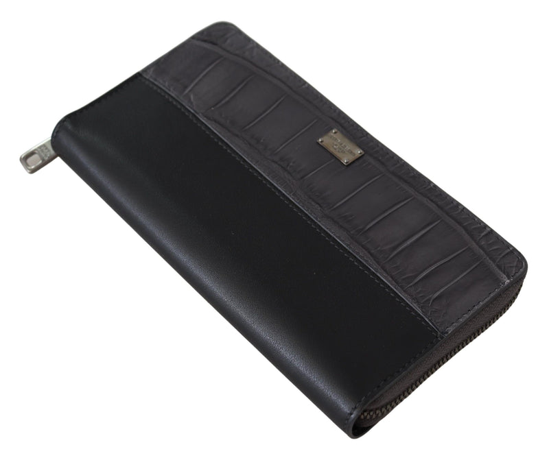 Dolce &amp; Gabbana zwarte Continental Clutch leren portemonnee met rits