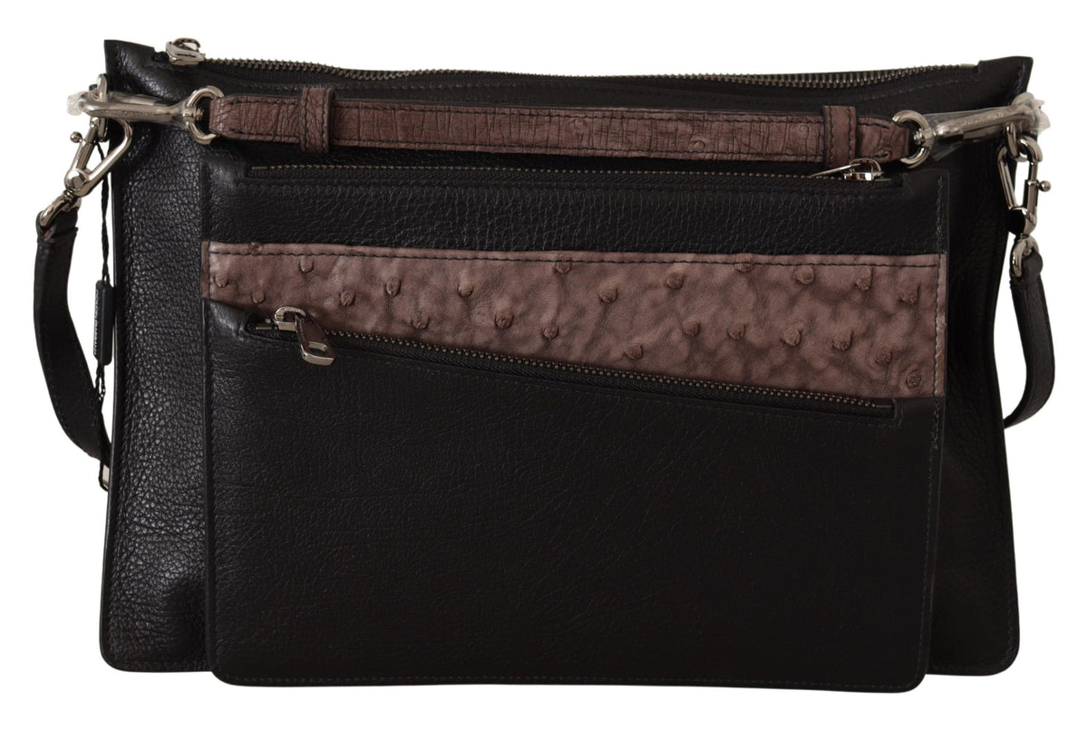 Sac bandoulière en cuir exotique noir Dolce & Gabbana Alta Sartoria