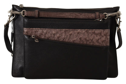 Sac bandoulière en cuir exotique noir Dolce &amp; Gabbana Alta Sartoria