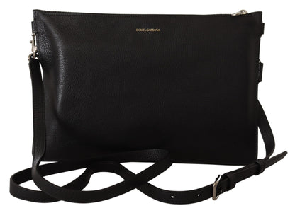 Sac bandoulière en cuir exotique noir Dolce &amp; Gabbana Alta Sartoria