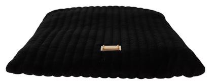 Sac pochette matelassé en velours noir Dolce &amp; Gabbana avec cordon de serrage et logo