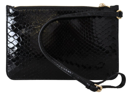 Porte-monnaie en cuir noir Dolce &amp; Gabbana avec miroir et portefeuille Agnese