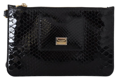 Porte-monnaie en cuir noir Dolce &amp; Gabbana avec miroir et portefeuille Agnese