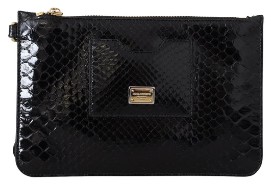 Porte-monnaie en cuir noir Dolce &amp; Gabbana avec miroir et portefeuille Agnese