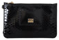 Porte-monnaie en cuir noir Dolce &amp; Gabbana avec miroir et portefeuille Agnese