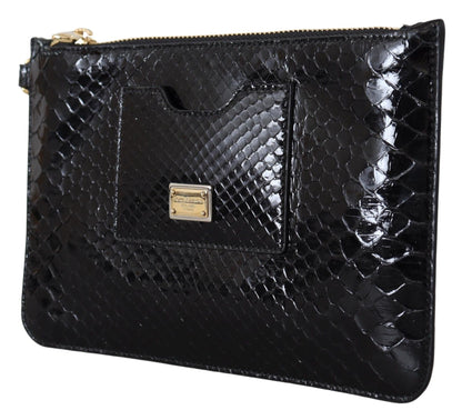 Porte-monnaie en cuir noir Dolce &amp; Gabbana avec miroir et portefeuille Agnese