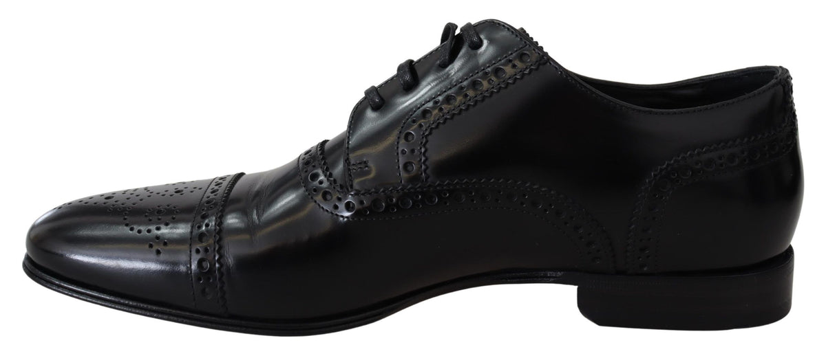 Mocassins Derby habillés en cuir noir pour homme Dolce &amp; Gabbana