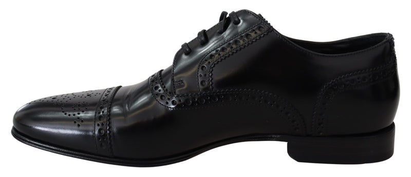 Mocassins Derby habillés en cuir noir pour homme Dolce &amp; Gabbana