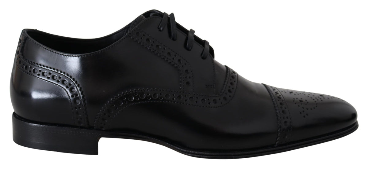 Mocassins Derby habillés en cuir noir pour homme Dolce &amp; Gabbana