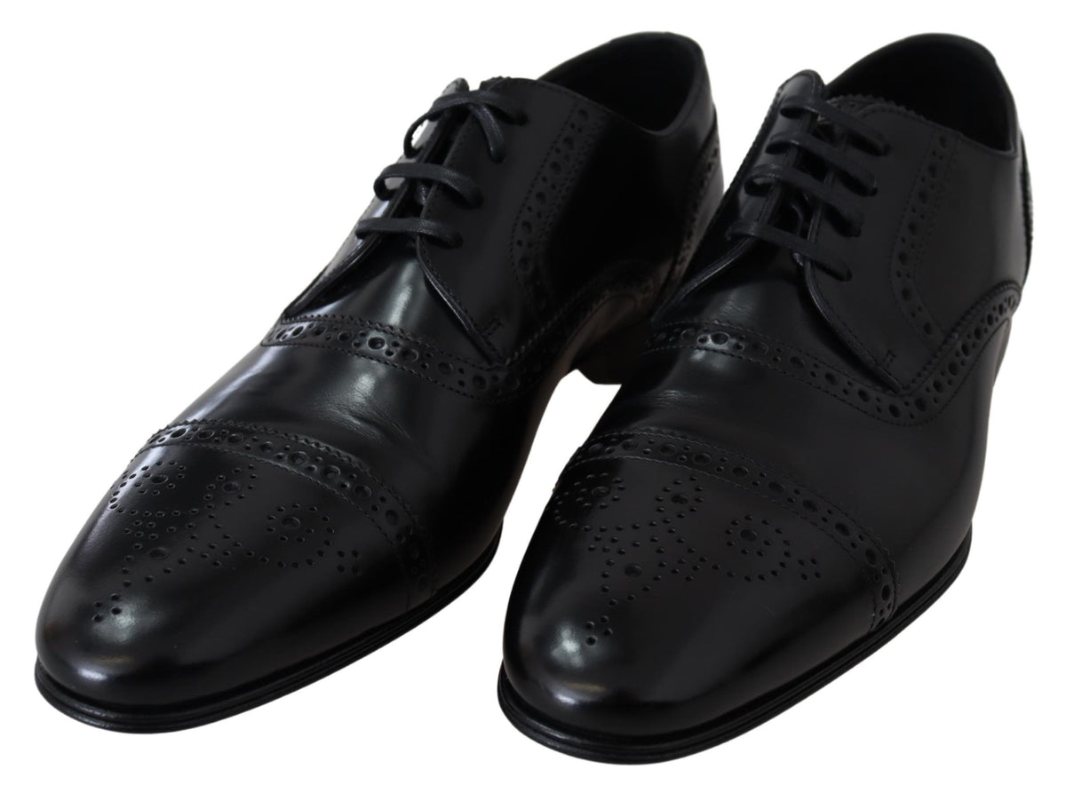 Mocassins Derby habillés en cuir noir pour homme Dolce &amp; Gabbana
