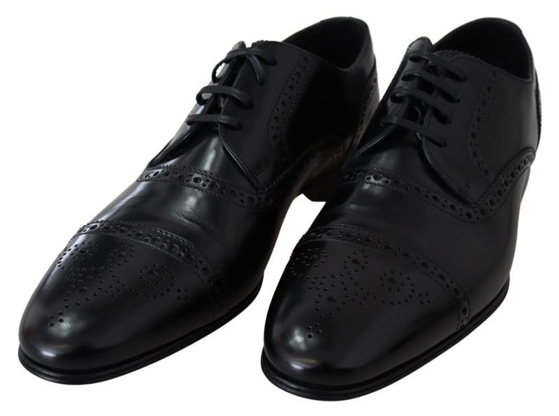 Mocassins Derby habillés en cuir noir pour homme Dolce &amp; Gabbana