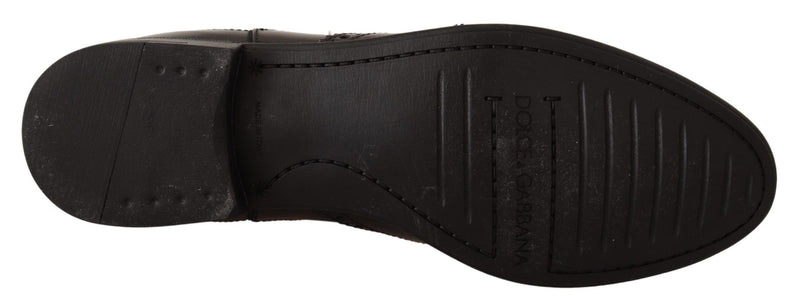 Bottines plates Dolce &amp; Gabbana en cuir noir, montantes à la cheville
