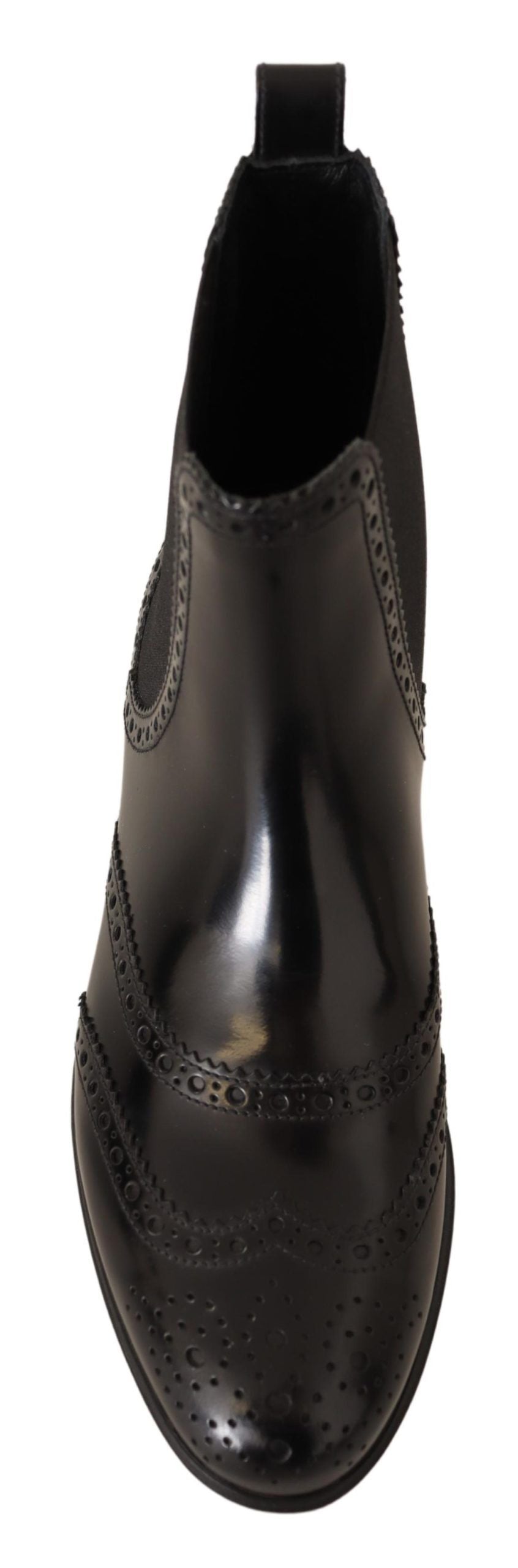 Bottines plates Dolce &amp; Gabbana en cuir noir, montantes à la cheville