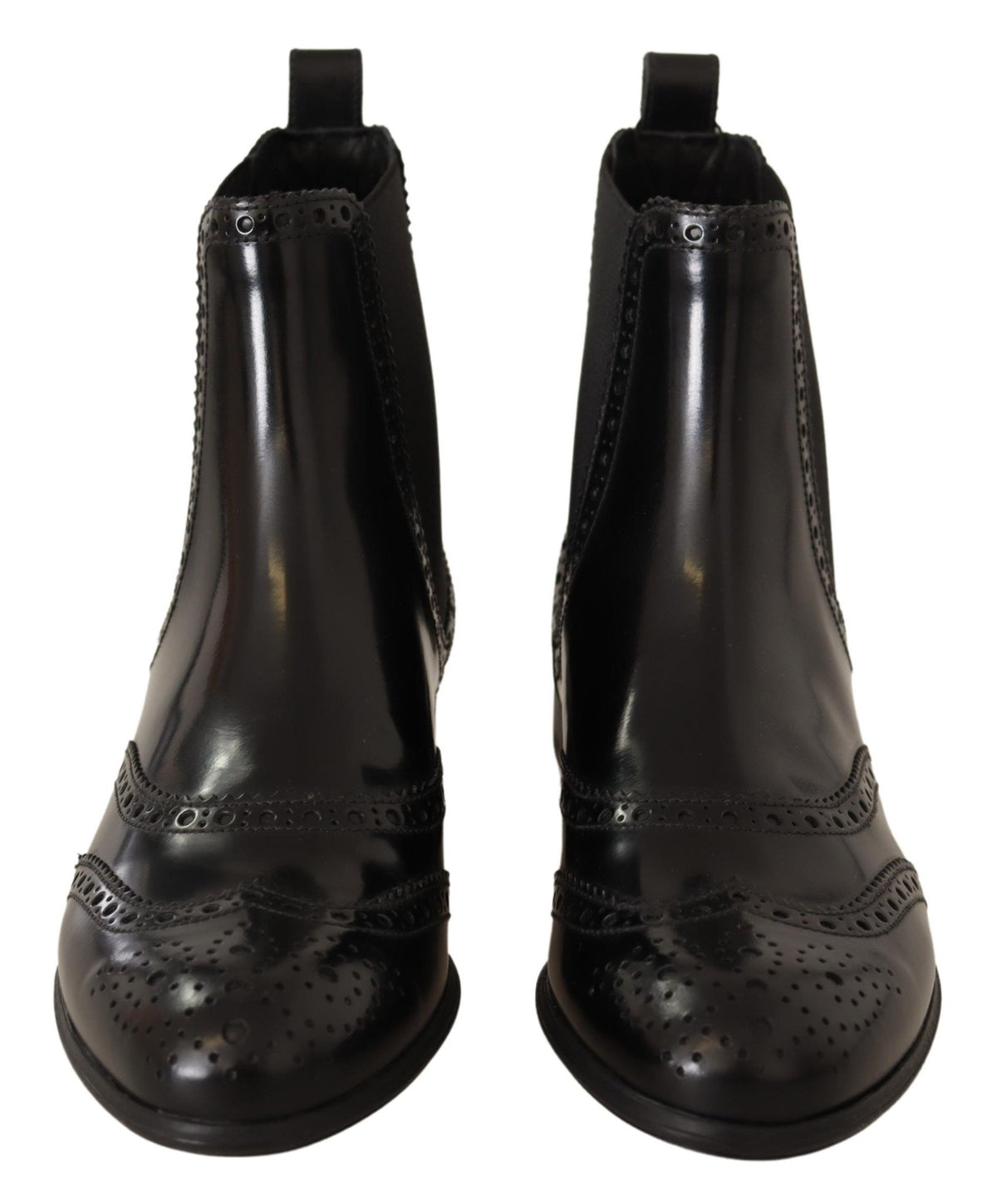 Bottines plates Dolce &amp; Gabbana en cuir noir, montantes à la cheville