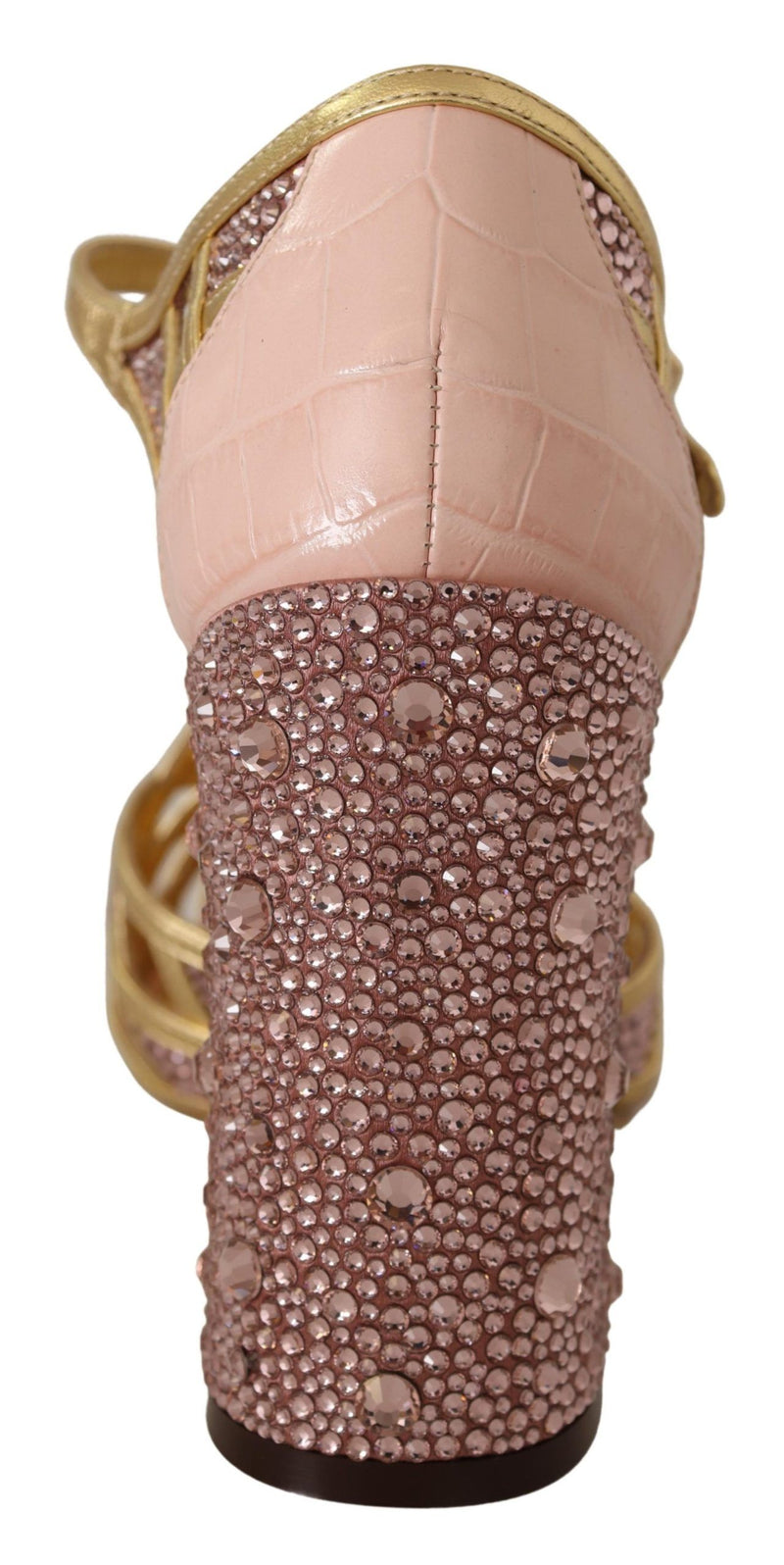 Escarpins Dolce &amp; Gabbana en cuir rose doré et cristaux, à bride en T
