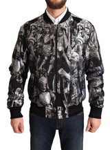 Veste bomber Dolce & Gabbana noire et argentée à motif chiot
