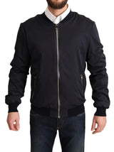 Dolce & Gabbana Manteau court en soie bleue style bomber pour homme
