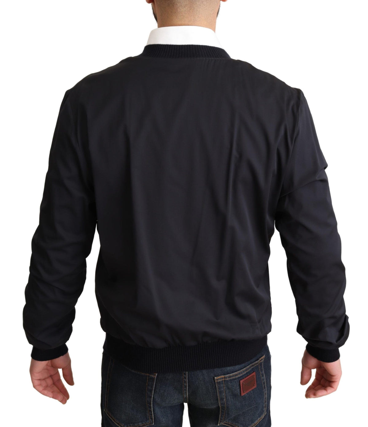Dolce & Gabbana Manteau court en soie bleue style bomber pour homme