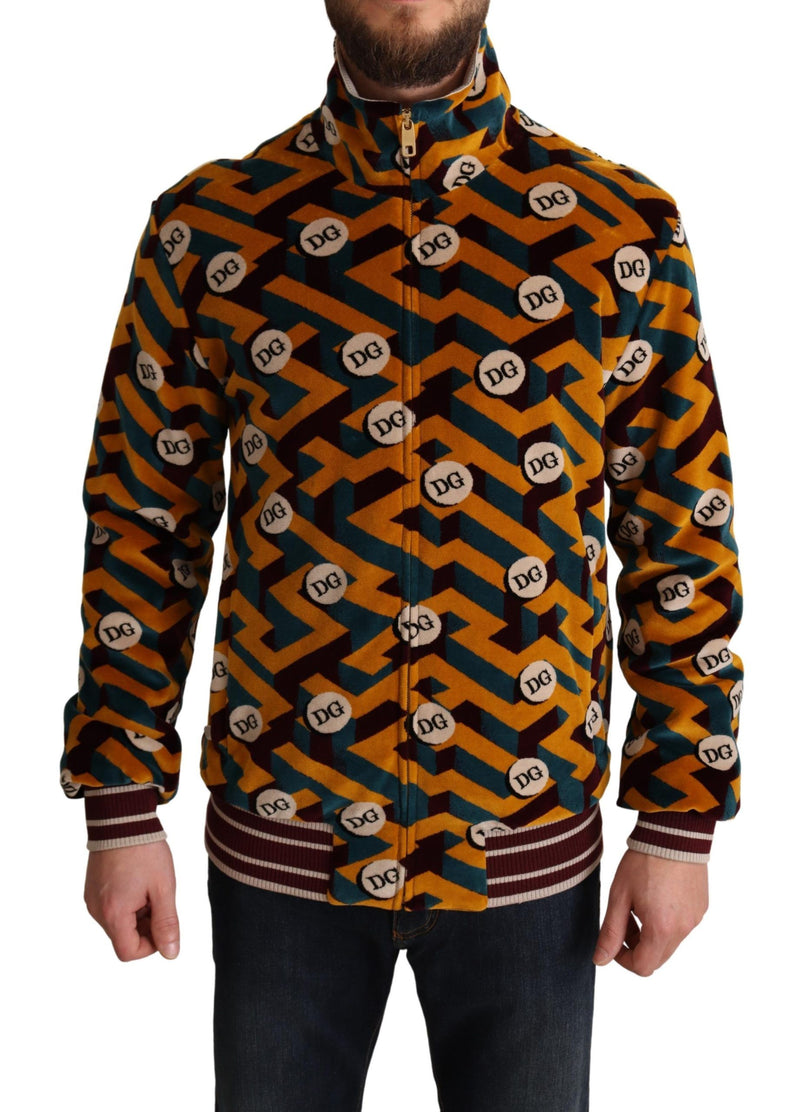 Dolce &amp; Gabbana Multicolor Fluwelen DG Logo Heren Sweaterjack