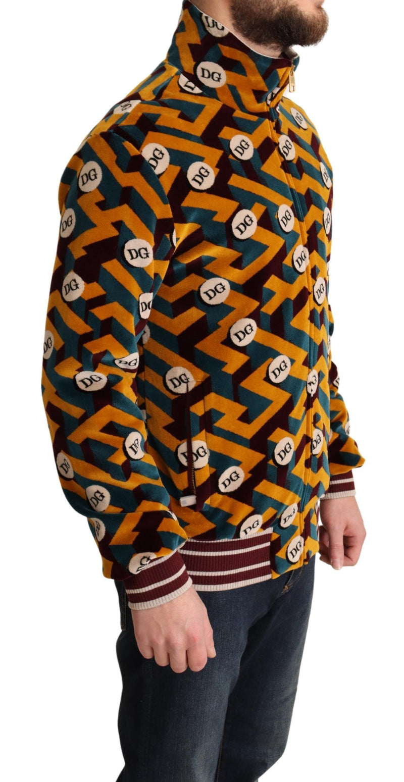 Dolce &amp; Gabbana Multicolor Fluwelen DG Logo Heren Sweaterjack