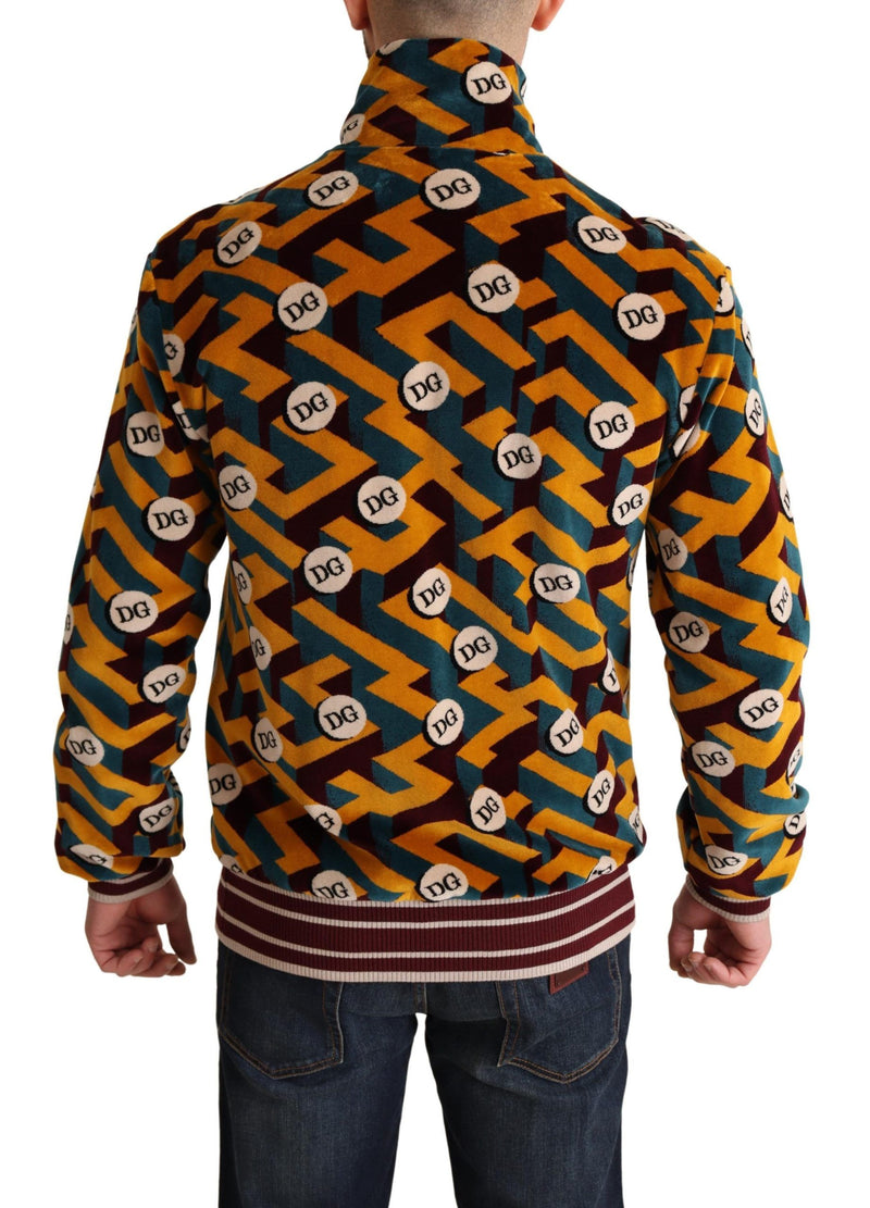 Dolce &amp; Gabbana Multicolor Fluwelen DG Logo Heren Sweaterjack