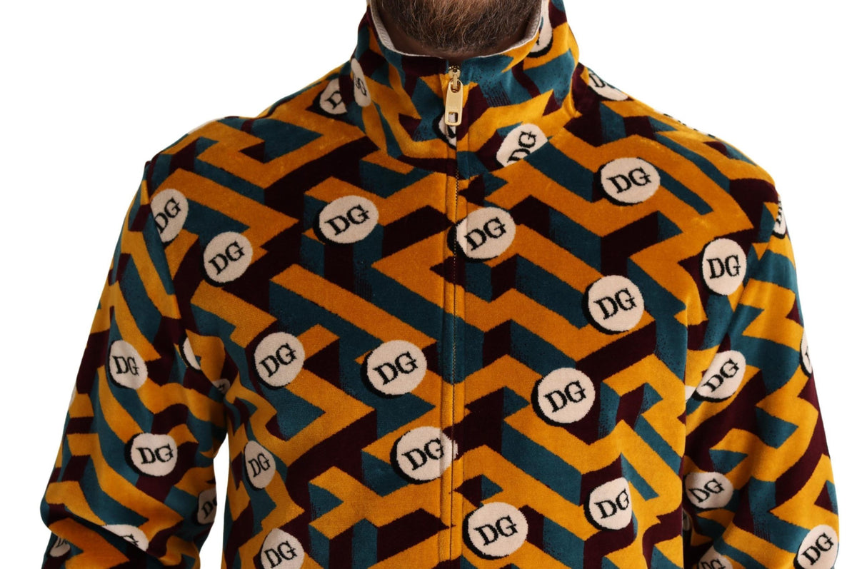 Veste pull homme Dolce &amp; Gabbana en velours multicolore avec logo DG