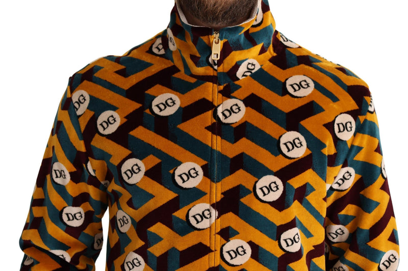 Dolce &amp; Gabbana Multicolor Fluwelen DG Logo Heren Sweaterjack