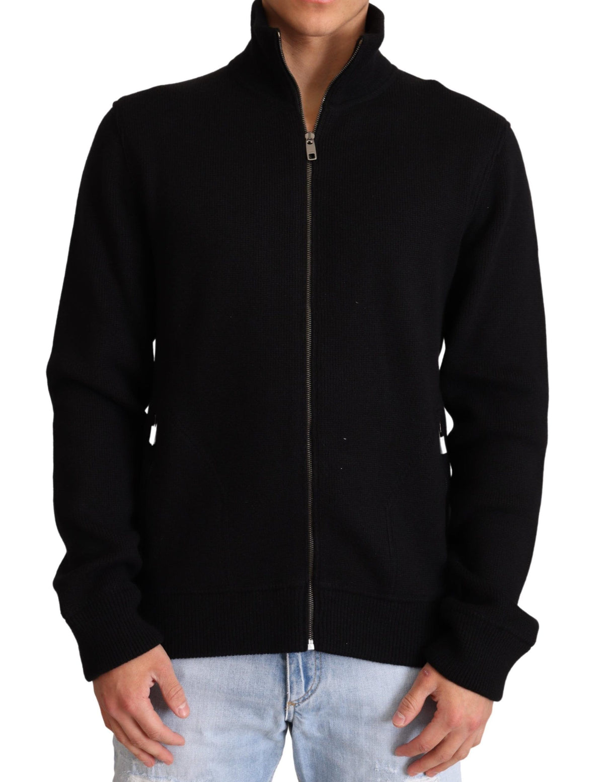 Pull Dolce &amp; Gabbana en cachemire noir à fermeture éclair pour homme