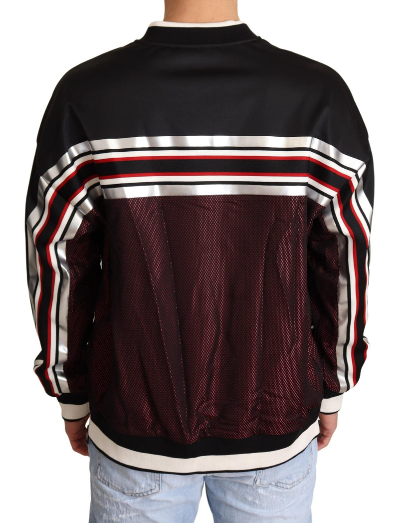 Dolce &amp; Gabbana Zwarte Rode Mesh Sportieve Crewneck Sweater