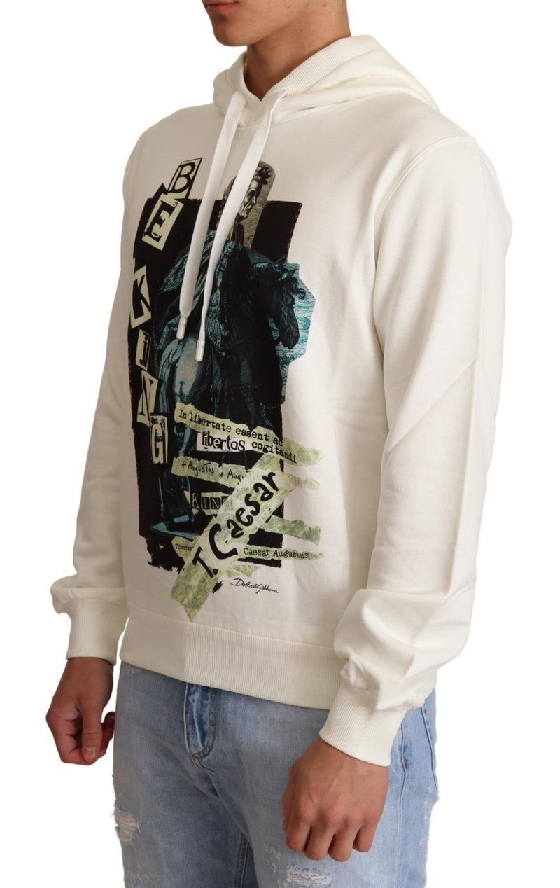 Dolce &amp; Gabbana Witte King Ceasar Katoenen Kapuchontruien