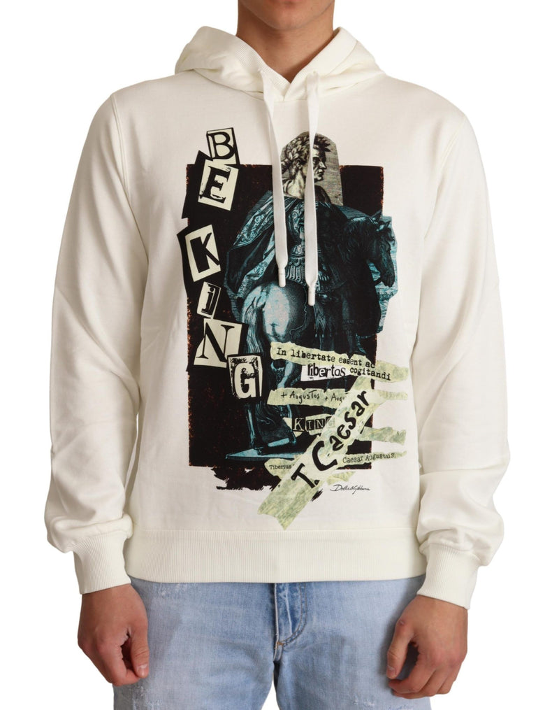 Dolce &amp; Gabbana Witte King Ceasar Katoenen Kapuchontruien