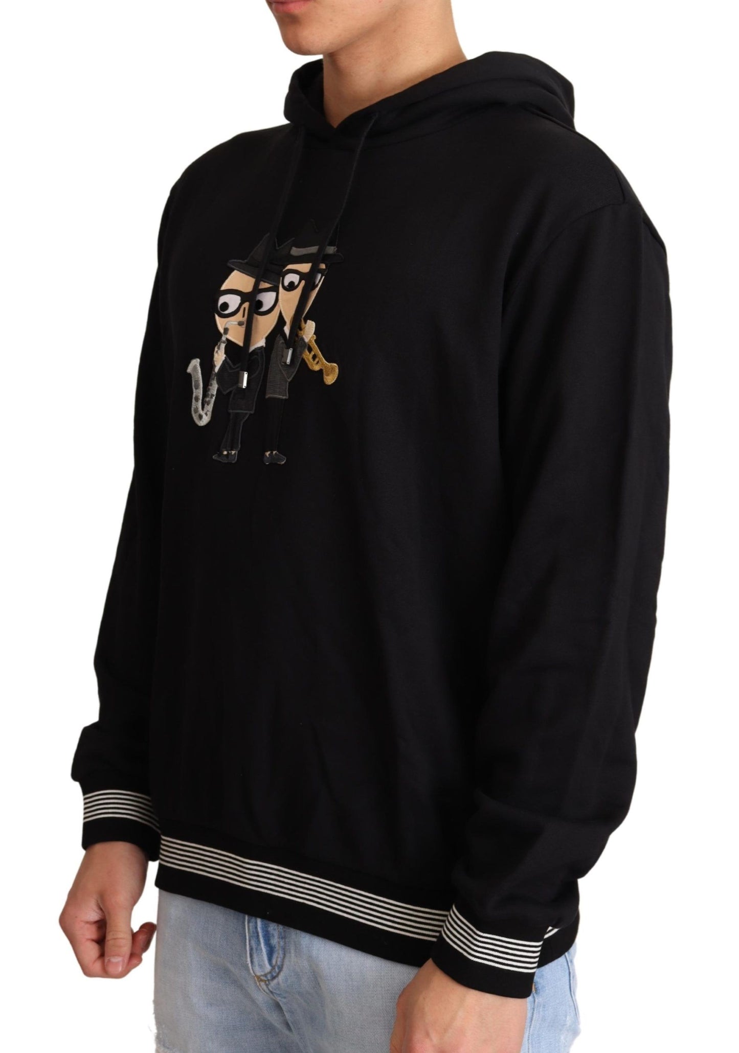 Pull à capuche en coton noir Dolce &amp; Gabbana #dgfamily