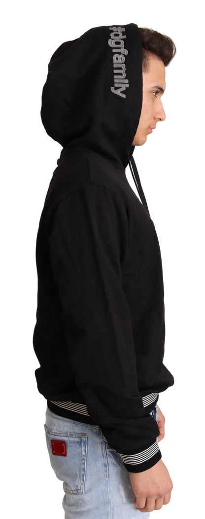 Pull à capuche en coton noir Dolce &amp; Gabbana #dgfamily