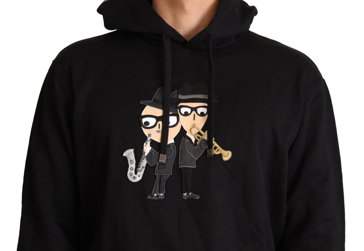 Pull à capuche en coton noir Dolce &amp; Gabbana #dgfamily