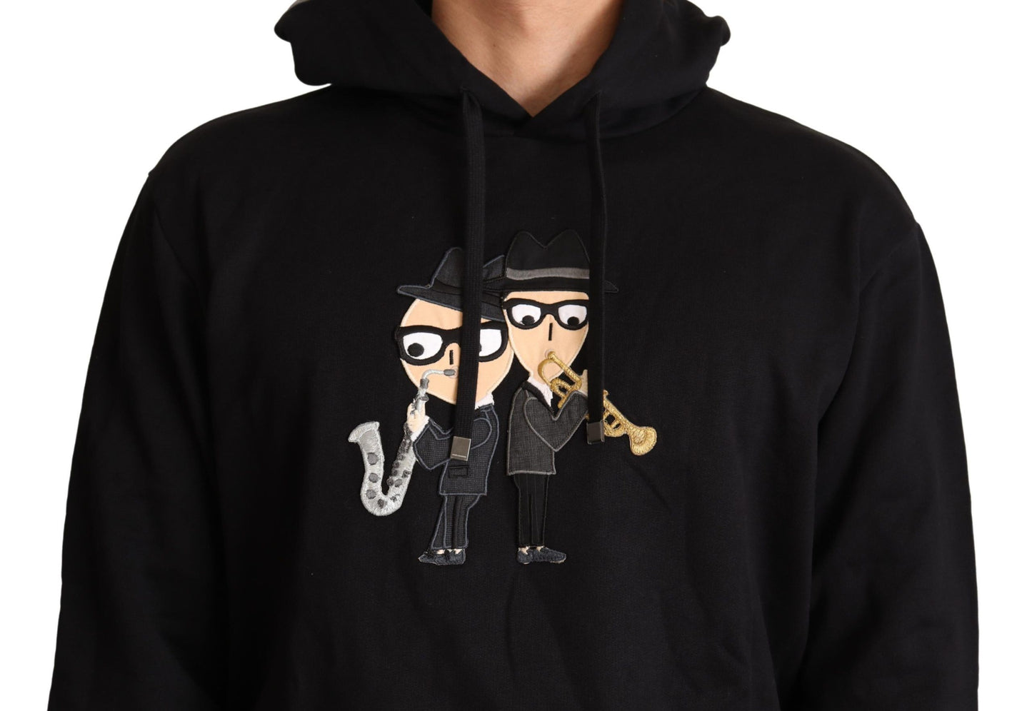 Pull à capuche en coton noir Dolce &amp; Gabbana #dgfamily