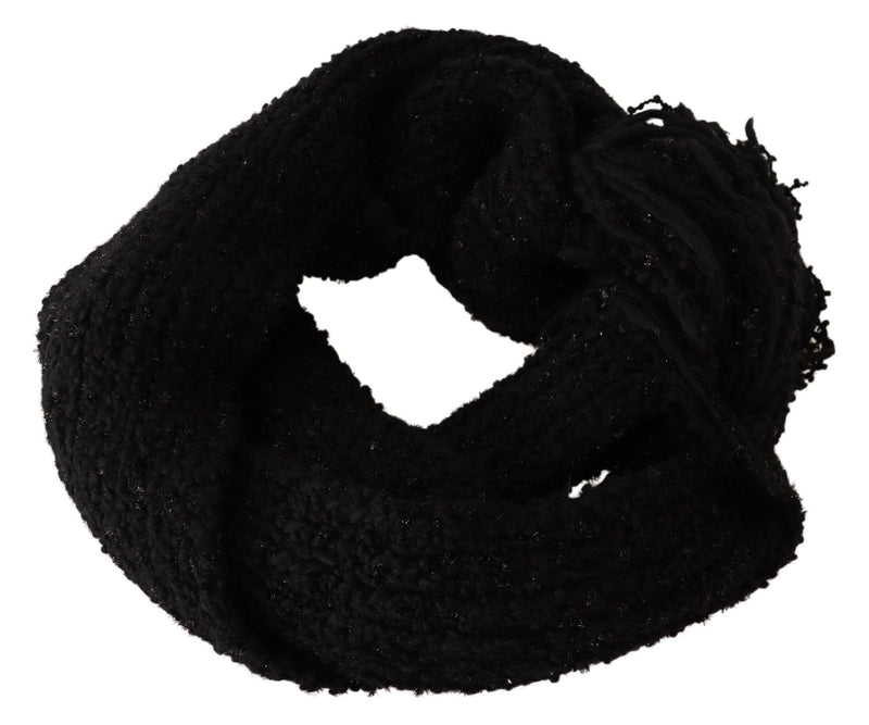 Écharpe châle en tricot de laine vierge noire Dolce &amp; Gabbana