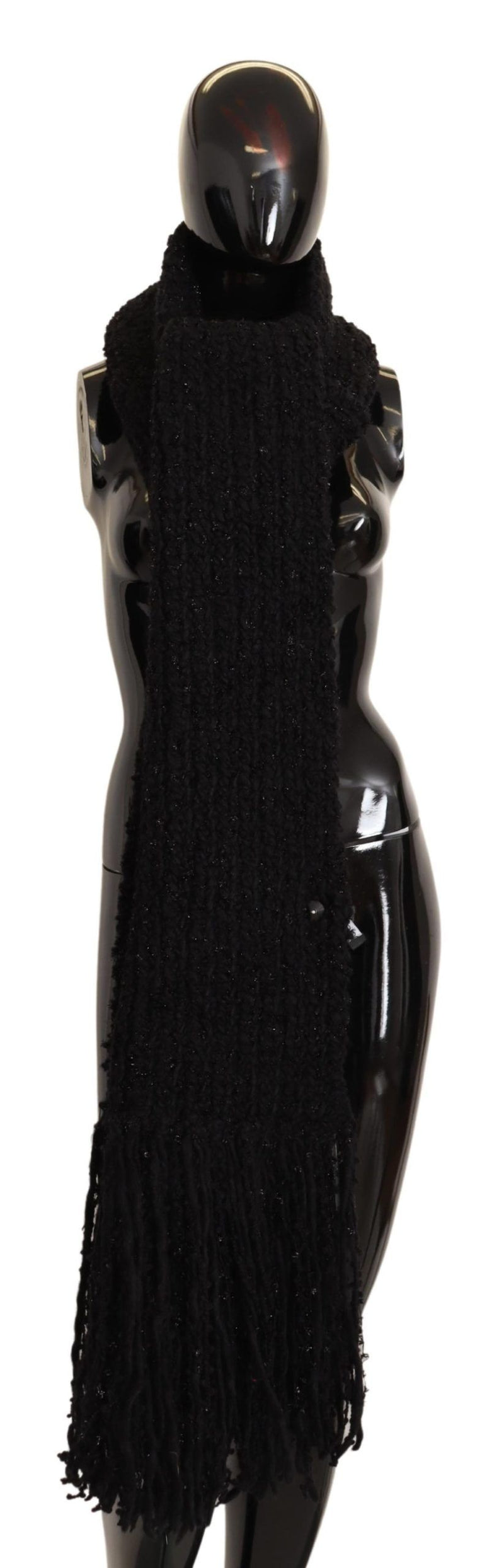 Écharpe châle en tricot de laine vierge noire Dolce &amp; Gabbana