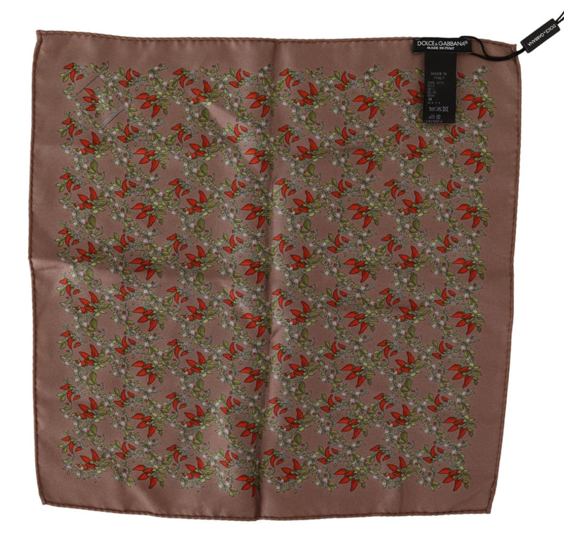 Dolce &amp; Gabbana Bruine Wortelprint Zijden Zakdoek