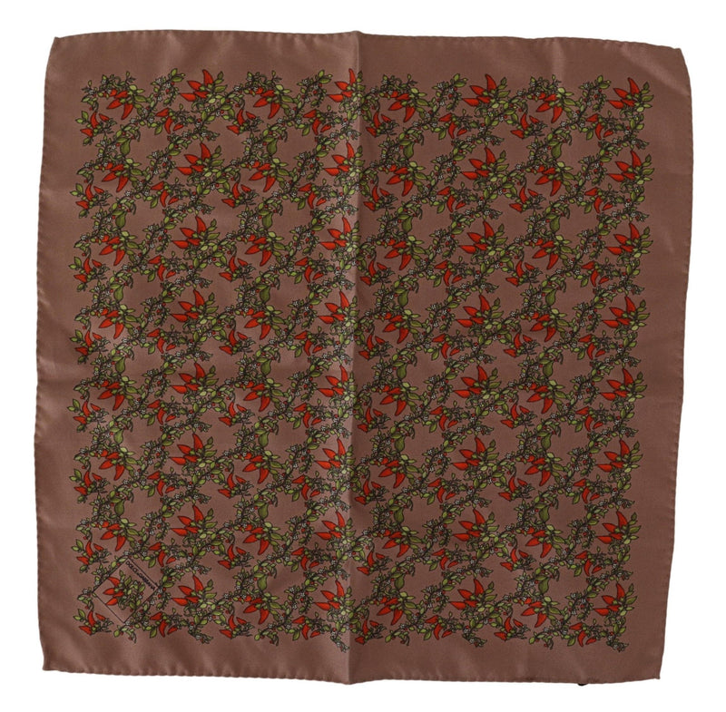 Dolce &amp; Gabbana Bruine Wortelprint Zijden Zakdoek
