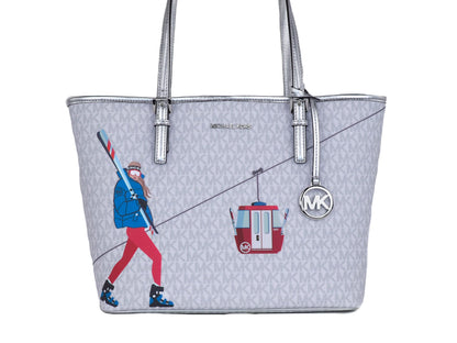 Michael Kors Jet Set Girls Print Medium Signature PVC schoudertas/handtas (Bright White Multi)
