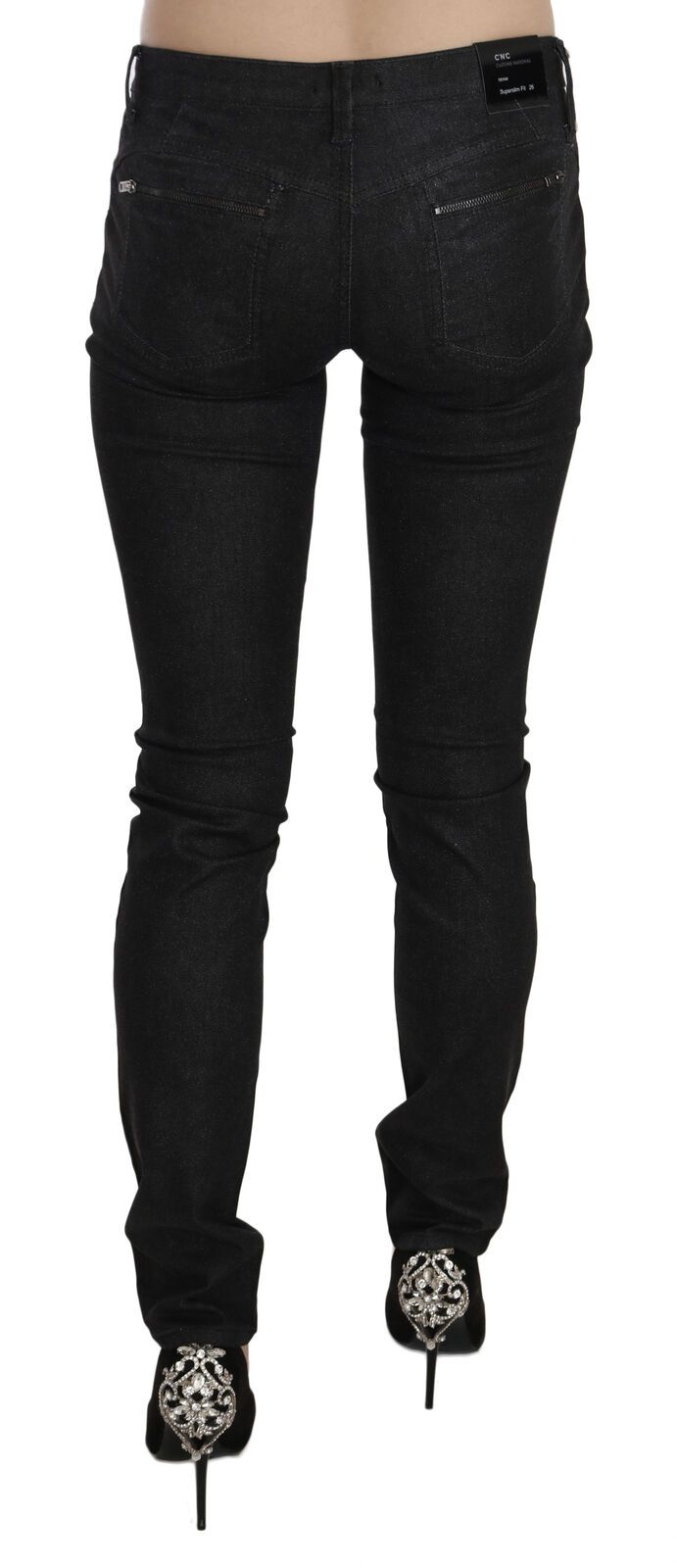 Costume National - Jeans décontractés skinny taille basse noirs