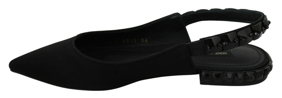 Escarpins plates noires en charmeuse à bride arrière de Dolce &amp; Gabbana